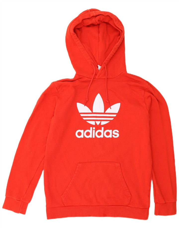 Maglione con cappuccio grafico da uomo Adidas in cotone rosso medio