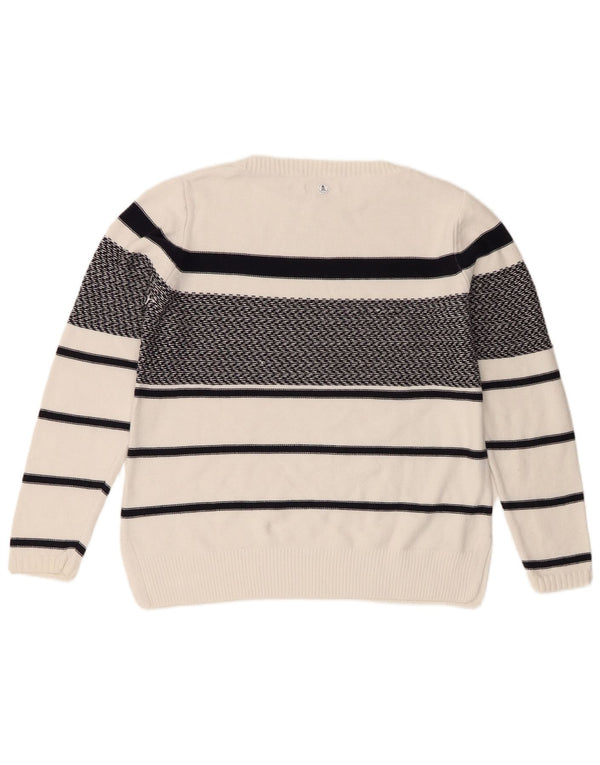 Maglione maglione oversize con scollo a barca da donna Barbour UK 10 piccolo a righe bianche