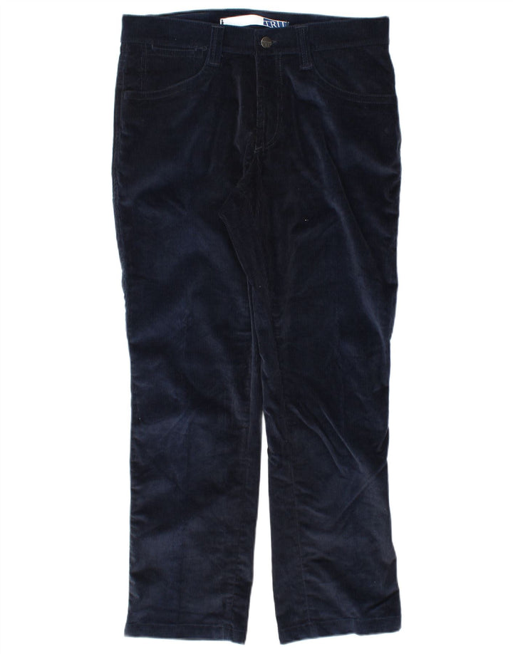 Pantaloni Dritti Uomo TRUSSARDI in Velluto a Coste IT 48 Medio W32 L29 Blu Navy
