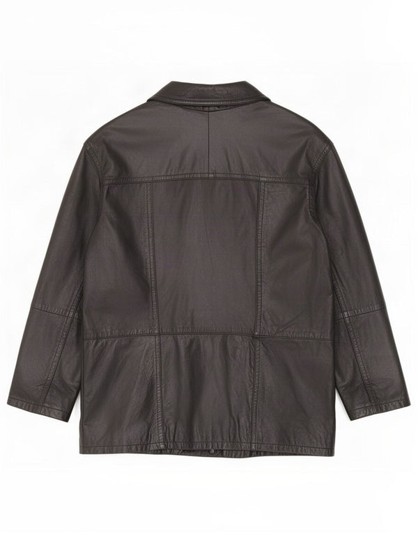 Giacca in pelle doppio petto da uomo Milan UK 42 XL Nera