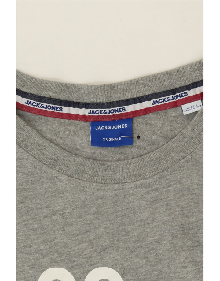 JACK & JONES Mens Graphic T-Shirt Top Large Grey Cotton Vintage Jack & Jones and Second-Hand Jack & Jones from Messina Hembry 