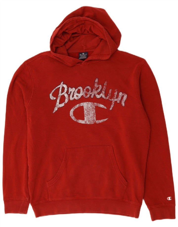 Felpa con cappuccio grafica Champion Brooklyn da uomo in cotone rosso medio