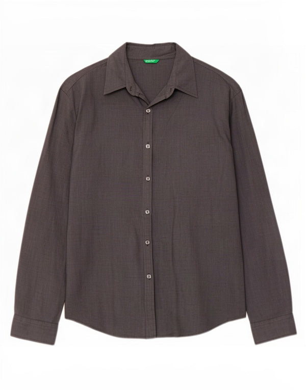 Camicia da donna Benetton UK 16 grande gessato grigio