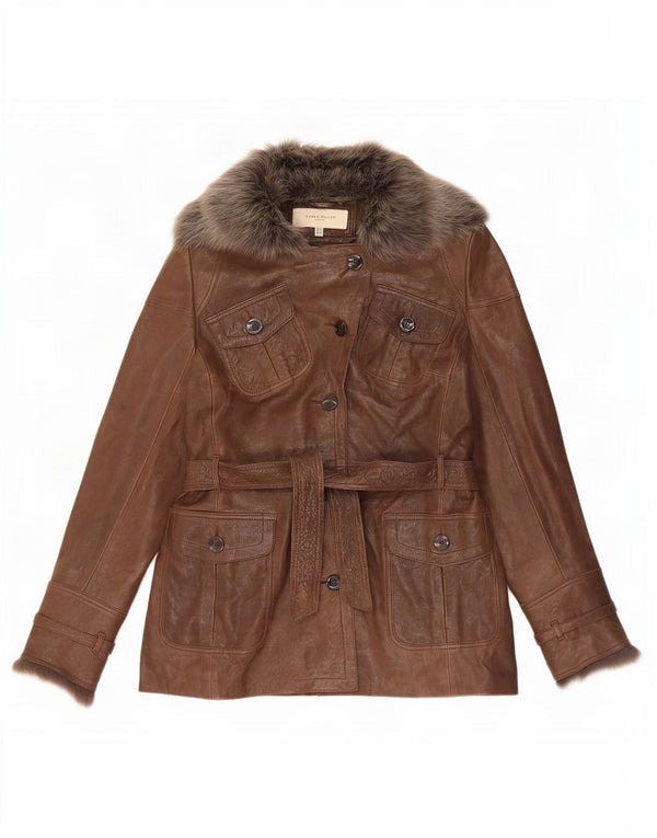 Giacca in pelle da donna Karen Millen UK 12 Marrone medio
