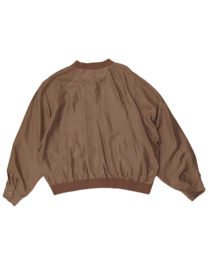 Marco Pecci Giubbotto Bomber Oversize da Donna IT 42 Marrone Medio Seta