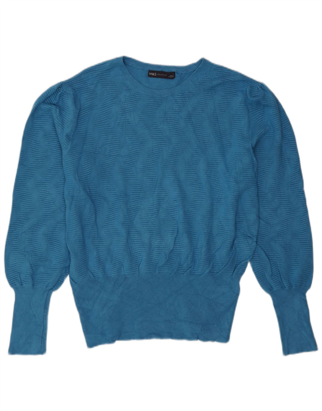 Maglione maglione girocollo da donna Marks & Spencer UK 16 Grande blu geometrico