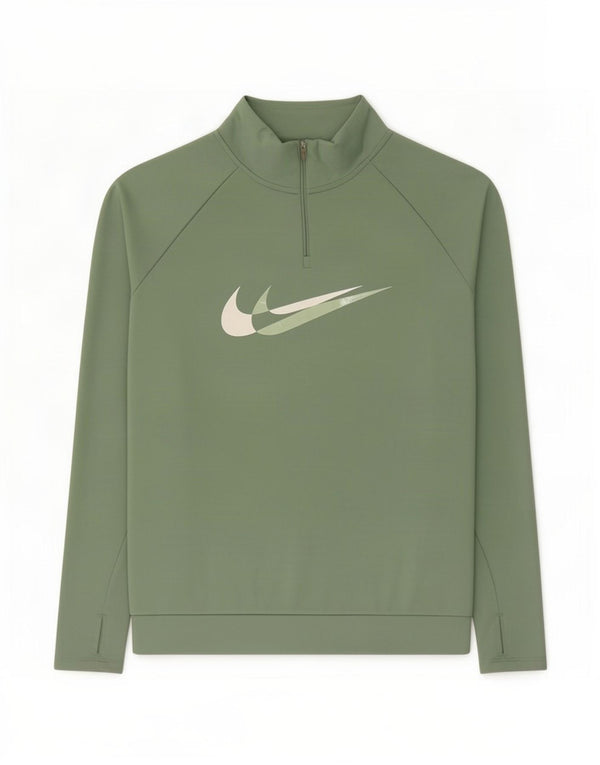 Felpa Nike Dri Fit Graphic Zip Neck da donna UK 14 Verde medio