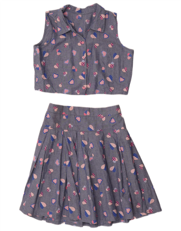 Set gonna vintage da donna in 2 pezzi media W32 blu geometrico