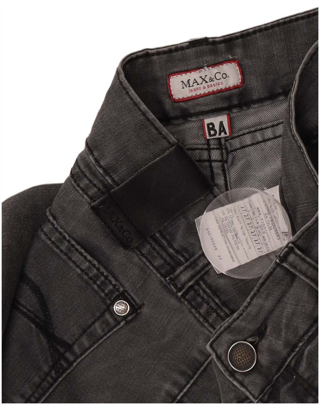 Jeans slim da donna Max & Co. W27 L28 cotone grigio
