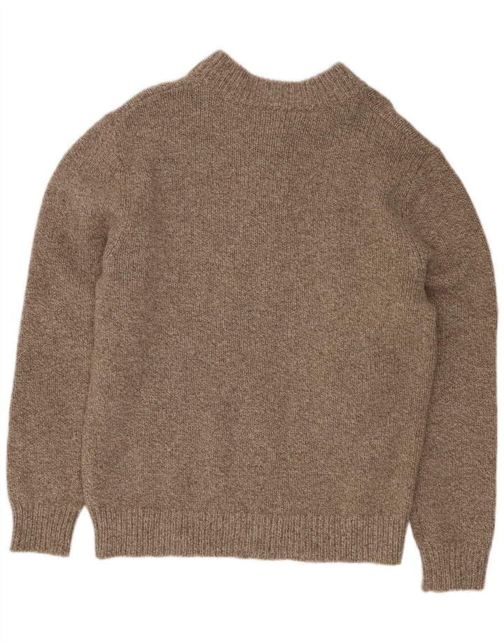 L.L.Bean maglione da uomo con collo a bottoni in lana d'agnello screziata marrone medio