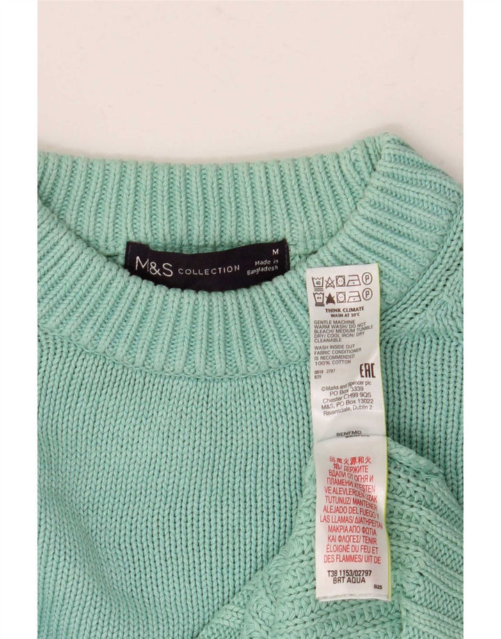 Maglione maglione girocollo da uomo Marks & Spencer in cotone turchese medio