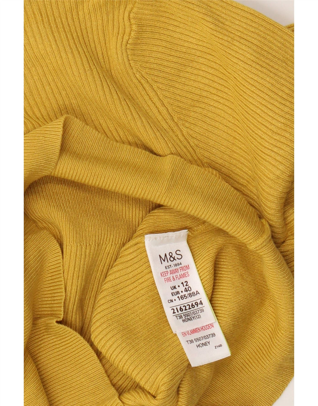 Maglione maglione girocollo da donna Marks & Spencer UK 12 Viscosa giallo medio
