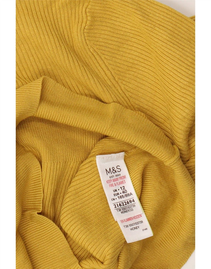 Maglione maglione girocollo da donna Marks & Spencer UK 12 Viscosa giallo medio
