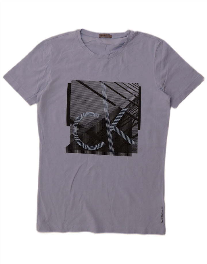 Calvin Klein Jeans T-shirt grafica da uomo Top grande in cotone blu