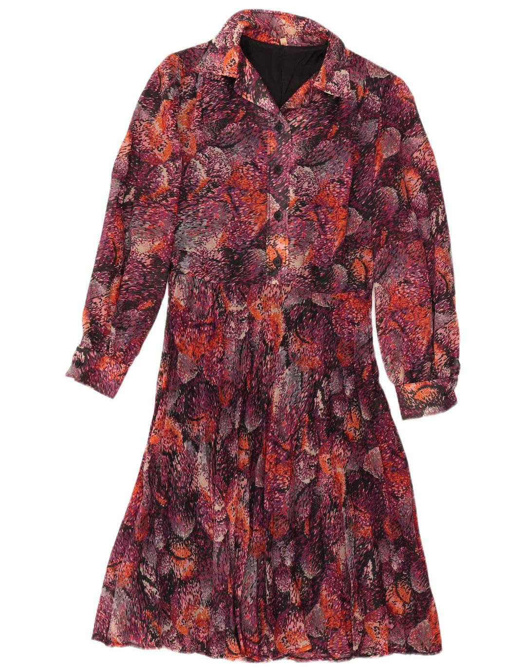Abito chemisier vintage da donna con motivo astratto EU 40 Borgogna medio
