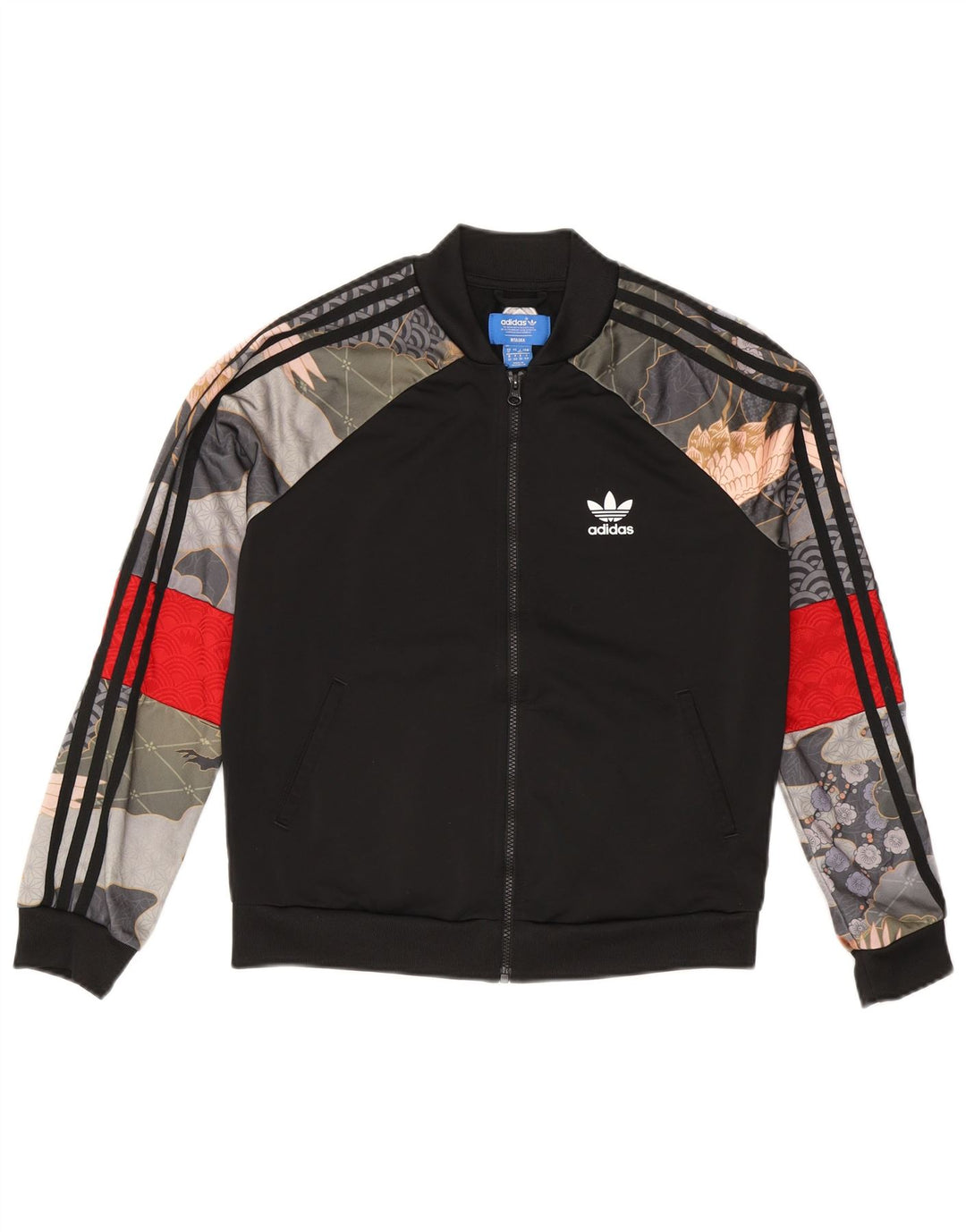 Giacca da tuta da donna Adidas UK 12 Medium Black Patchwork