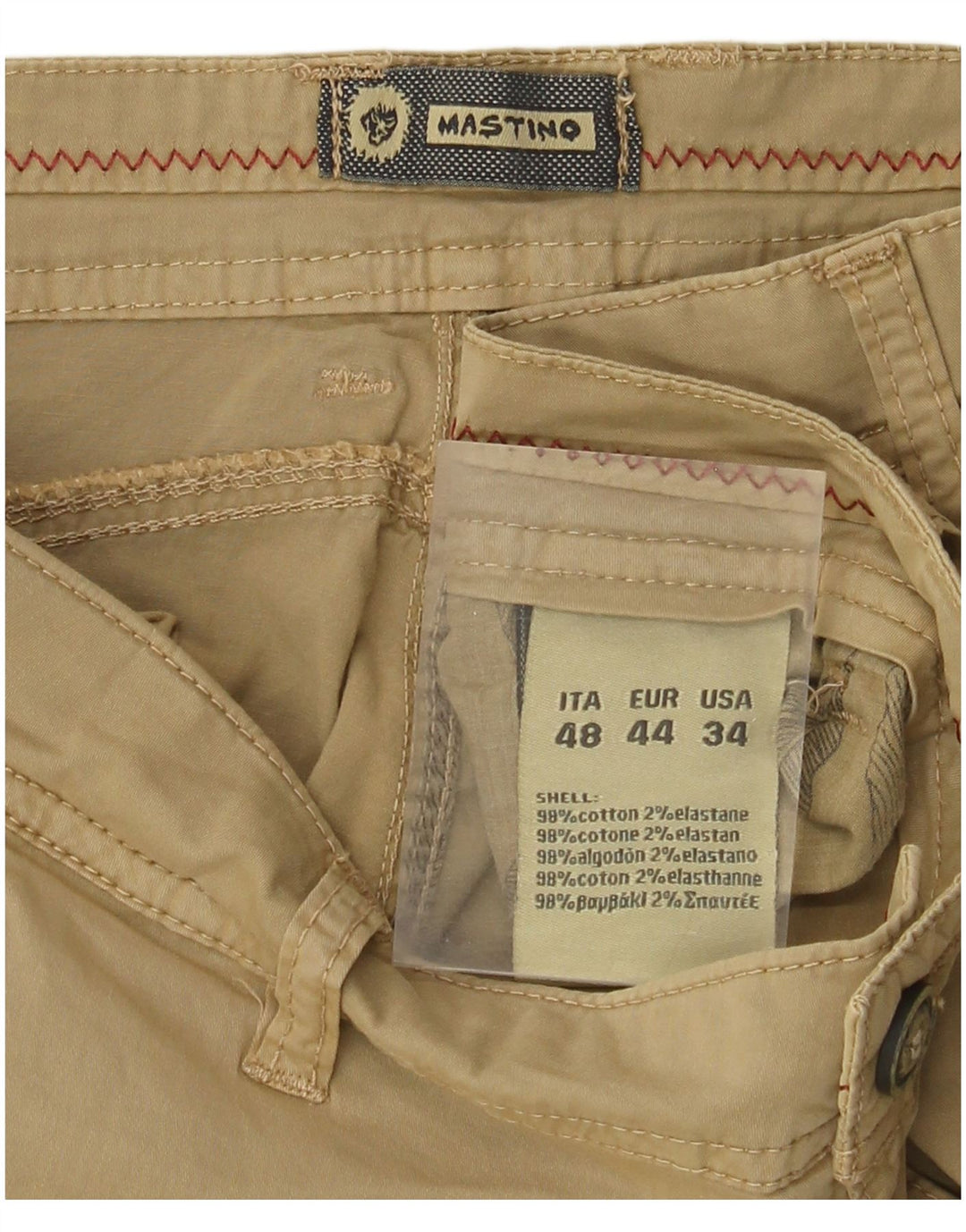 Pantaloncini cargo vintage da uomo IT 48 medi W34 in cotone beige