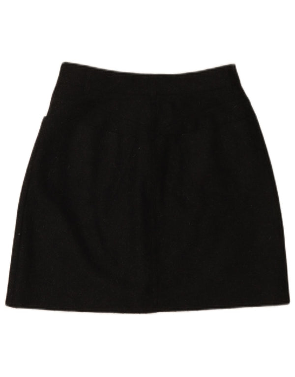 Gonna a trapezio da donna VINTAGE IT 42 media W26 lana nera