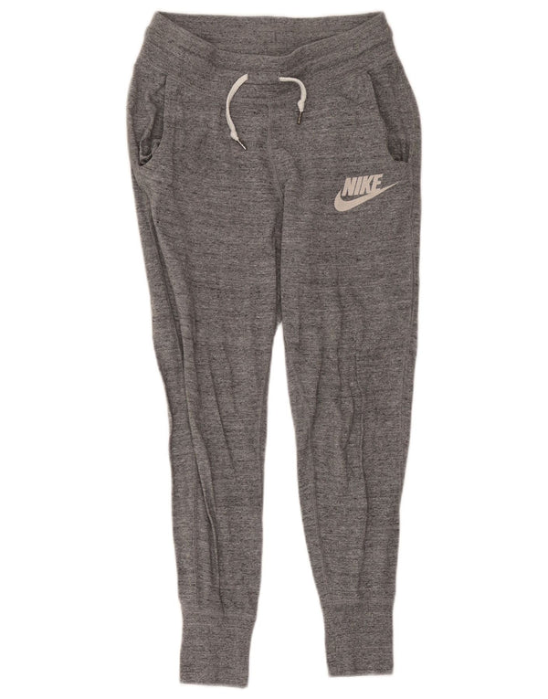 Pantaloni da tuta corti Nike da donna, pantaloni da jogging UK 6 XS, cotone chiazzato grigio