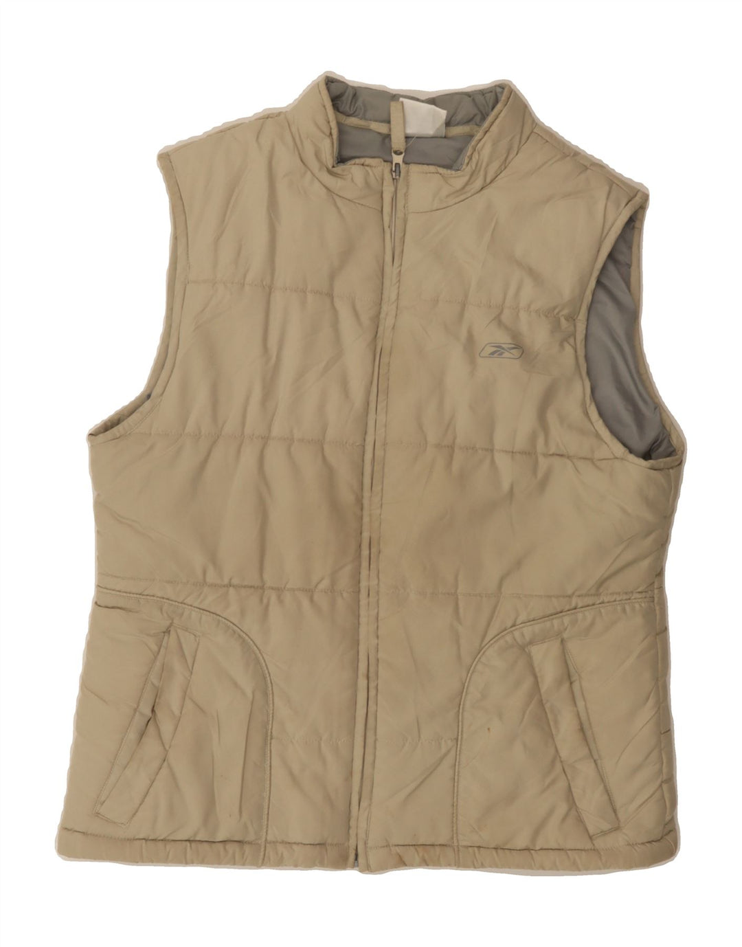 REEBOK Womens Padded Gilet UK 16 Large  Beige Polyester Vintage Reebok and Second-Hand Reebok from Messina Hembry 