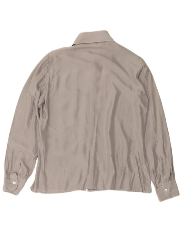Camicetta da donna VINTAGE UK 12 Seta grigio medio