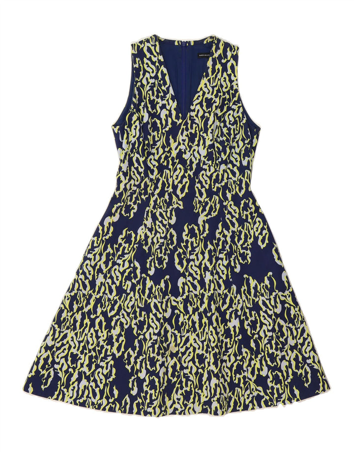 KAREN MILLEN Womens Abstract Pattern A-Line Dress UK 8 Small Navy Blue Vintage Karen Millen and Second-Hand Karen Millen from Messina Hembry 