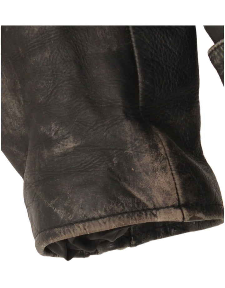 Giacca da motociclista in pelle vintage da uomo UK 36 Piccolo motociclista nero