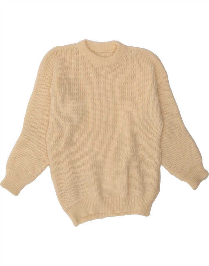 VINTAGE Mens Crew Neck Jumper Sweater Medium Off White Vintage Vintage and Second-Hand Vintage from Messina Hembry 