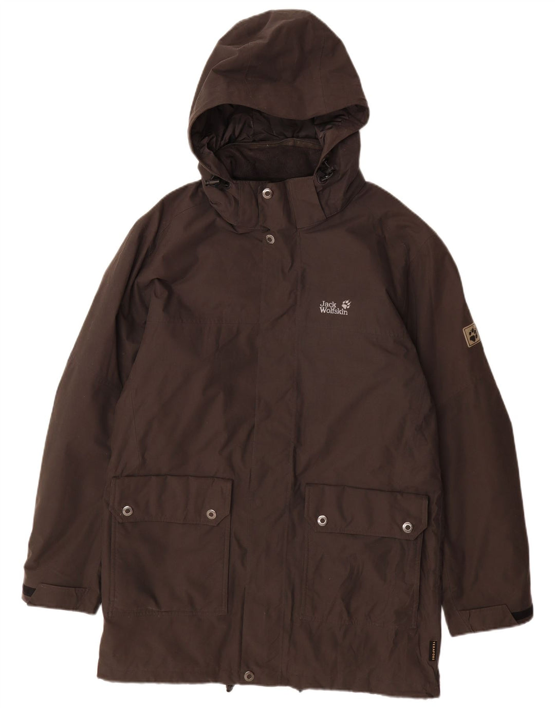 JACK WOLFSKIN Mens Hooded Windbreaker Coat UK 40/42 Large Grey Polyester