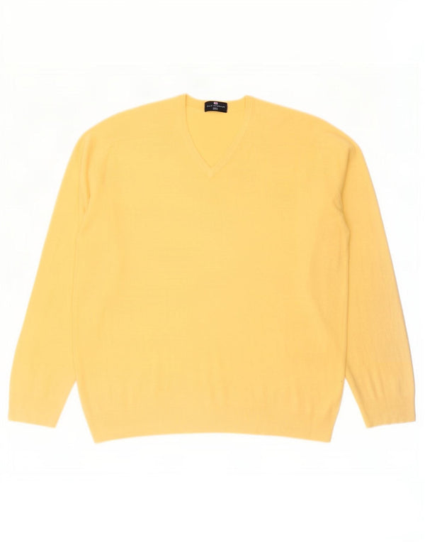 Maglione da uomo con scollo a V blu Harbour Marks & Spencer XL acrilico giallo