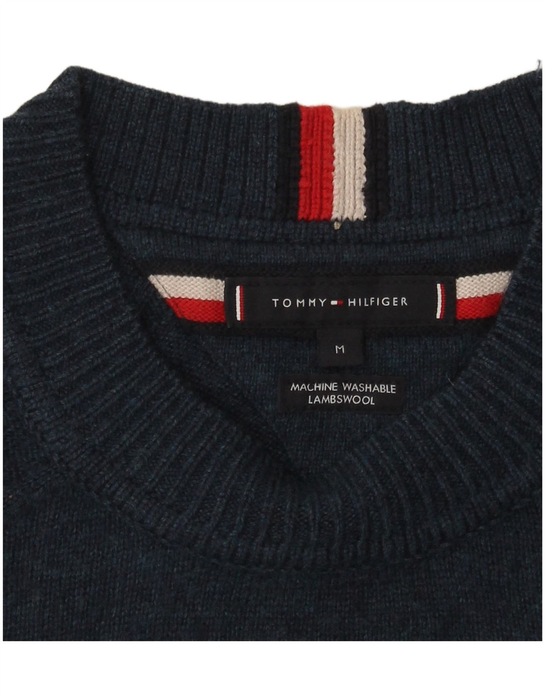 Maglione maglione girocollo da uomo Tommy Hilfiger medio blu navy in lana d'agnello