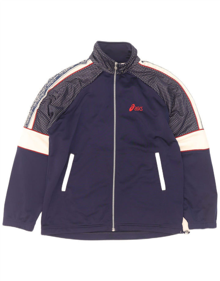 Giacca sportiva da uomo con grafica Asics, giacca grande, colore blu navy