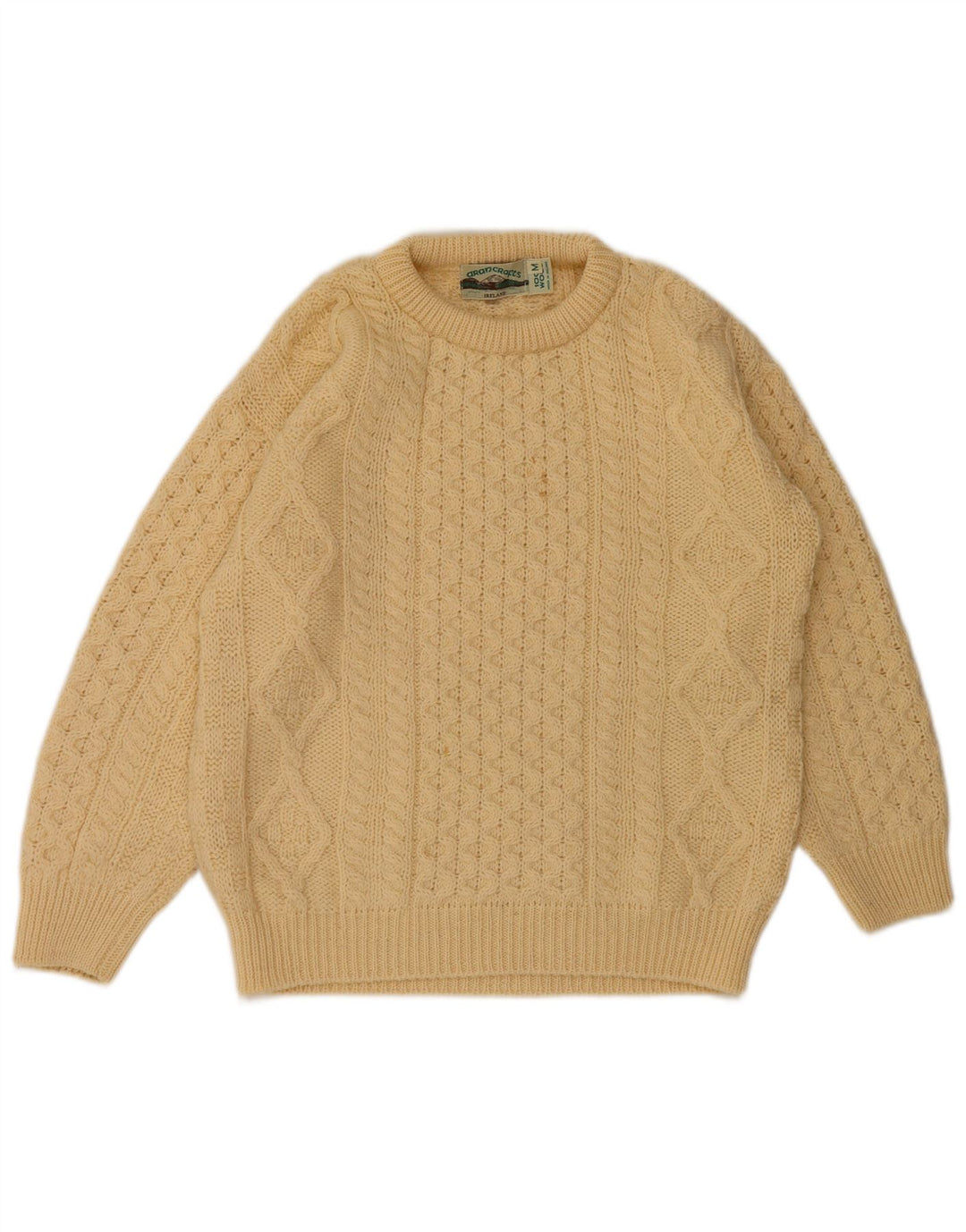arancrafts Maglione girocollo da uomo in lana beige medio
