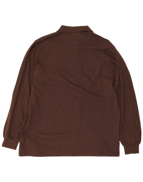 Polo da uomo a maniche lunghe Lacoste taglia 5 grande in cotone marrone
