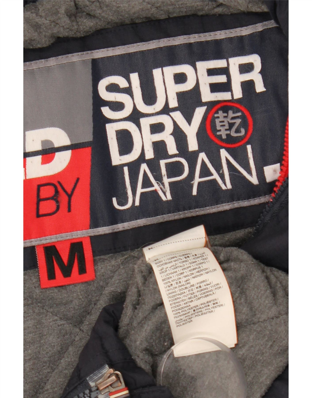 Giacca a vento con cappuccio da uomo Superdry UK 38 nylon blu navy medio