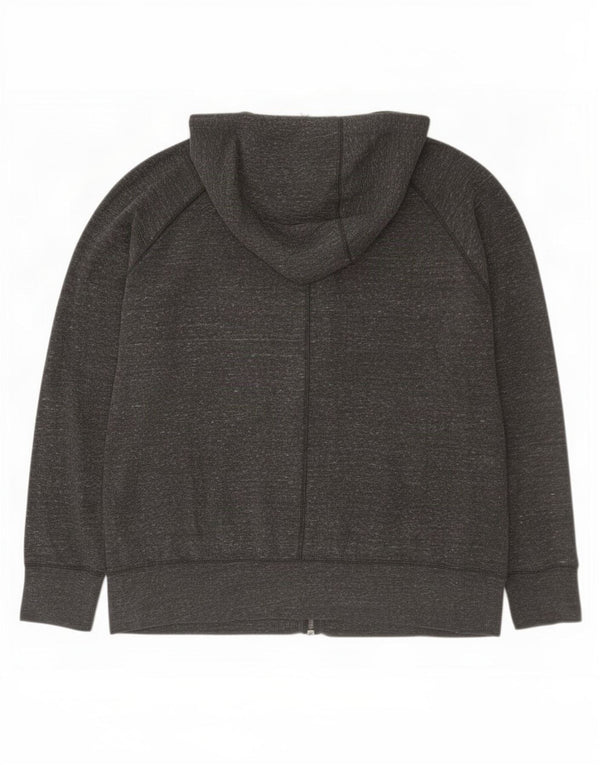 Nike Womens Zip Hoodie Sweater UK 18 XL Grey Flecked Cotton