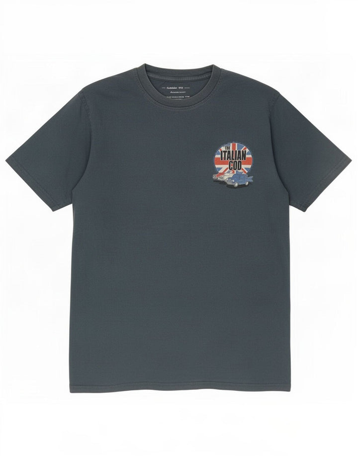 T-shirt grafica da uomo Weird Fish Top in cotone grigio medio
