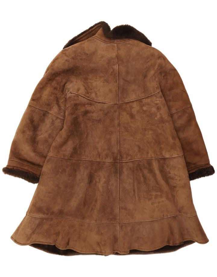 Cappotto in shearling vintage da donna dal taglio ampio IT 44 Shearling marrone medio invernale