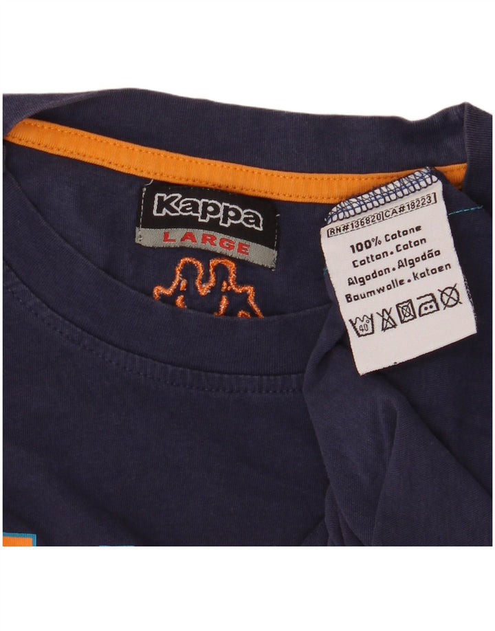T-shirt grafica da uomo KAPPA Top Large in cotone blu navy