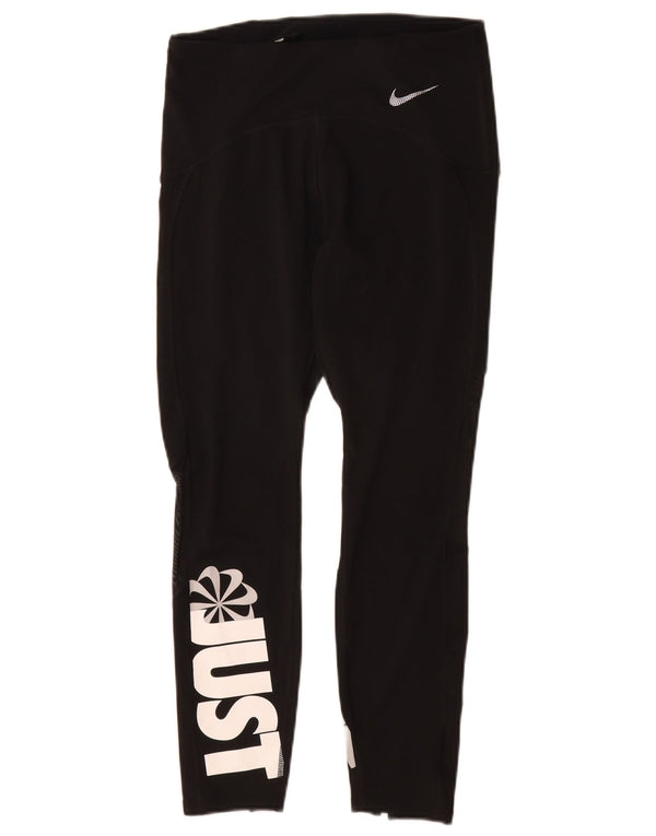 Leggings grafici Nike Dri Fit Crop da donna UK 12 poliestere nero medio