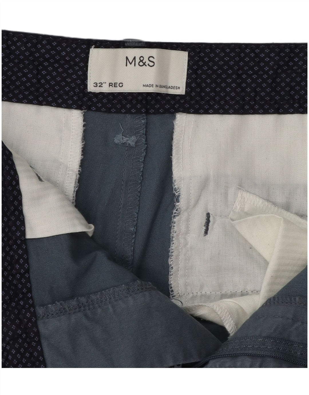 Pantaloncini chino da uomo Marks & Spencer W32 cotone blu medio