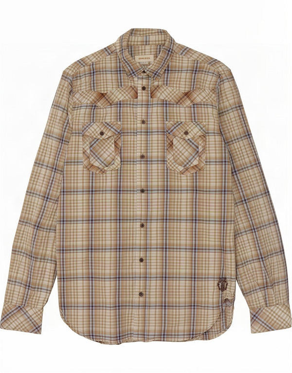 Camicia da uomo Diesel a quadri beige grandi