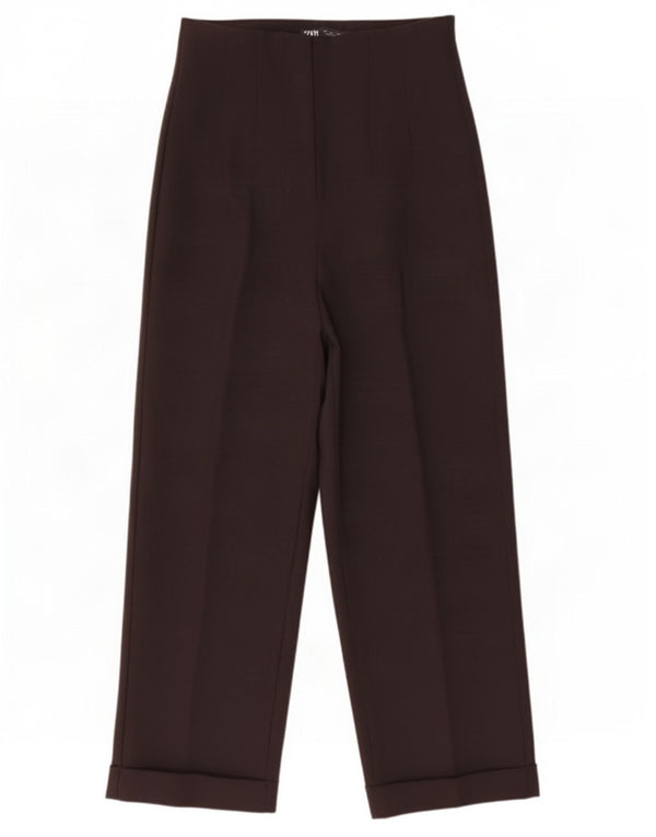 Pantaloni da abito dritti a vita alta da donna Zara piccoli W28 L26 poliestere nero