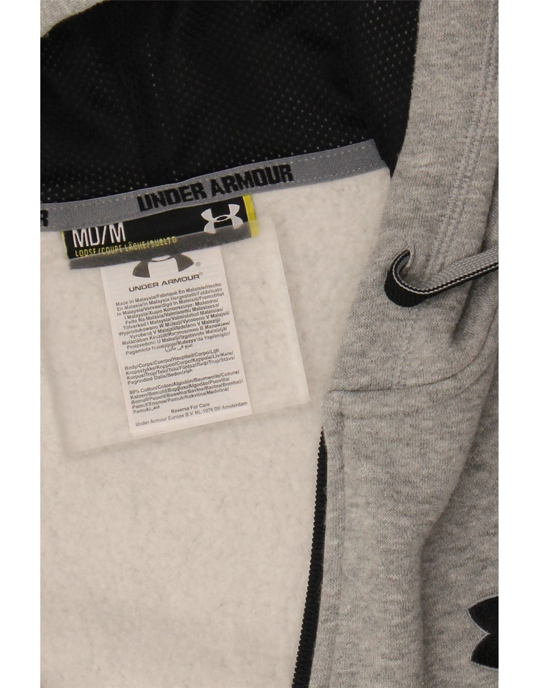 UNDER ARMOUR Mens Zip Hoodie Sweater Medium Grey Cotton