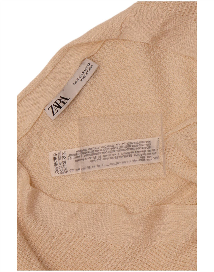 Maglione cardigan oversize con maniche a 3/4 da donna Zara UK 14 medio bianco sporco