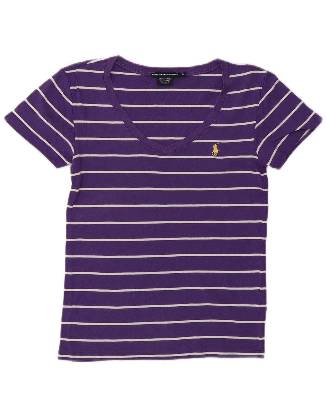 RALPH LAUREN T-shirt da donna Top UK 14 Cotone a righe grandi viola