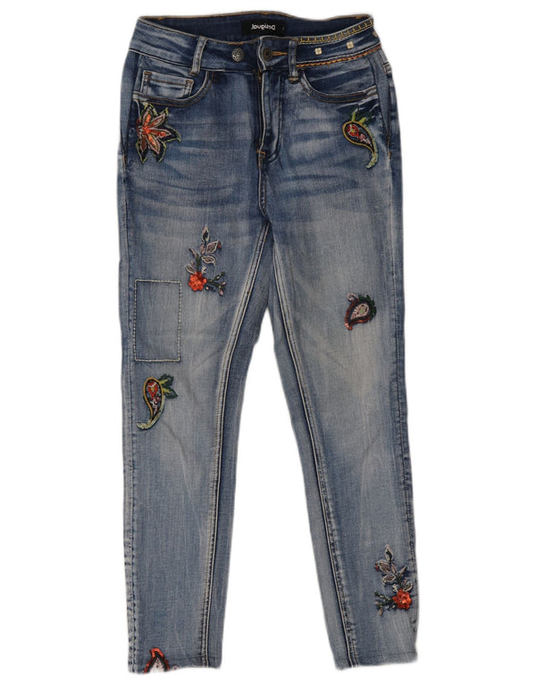 Jeans slim grafici da donna Desigual W24 L24 cotone floreale blu