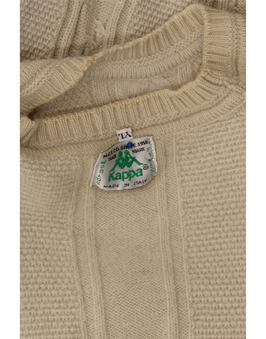 Maglione da uomo girocollo con grafica KAPPA grande beige