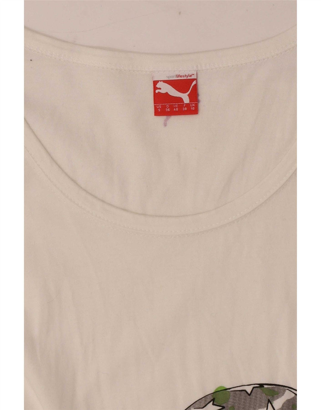 T-shirt grafica regolare da donna Puma UK 10 piccola bianca
