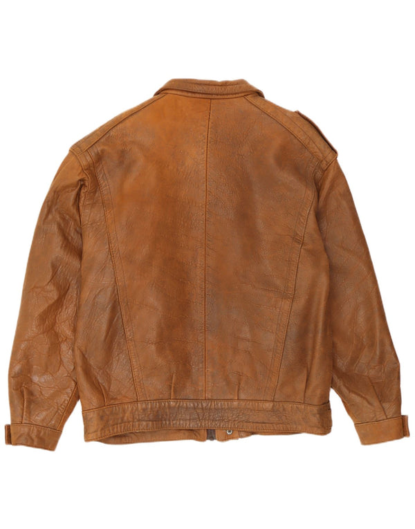Giacca in pelle militare da uomo vintage UK 40 grande in pelle marrone